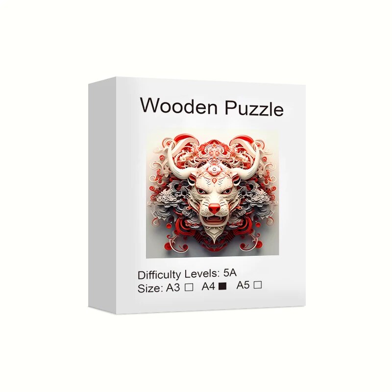 White-red-imperial-chinese-dragon-year-of-the-dragon-wooden-puzzle-A4-size