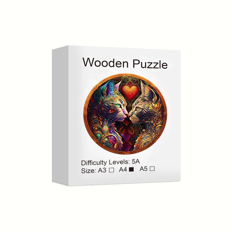 Cat of Hearts Wooden Puzzle