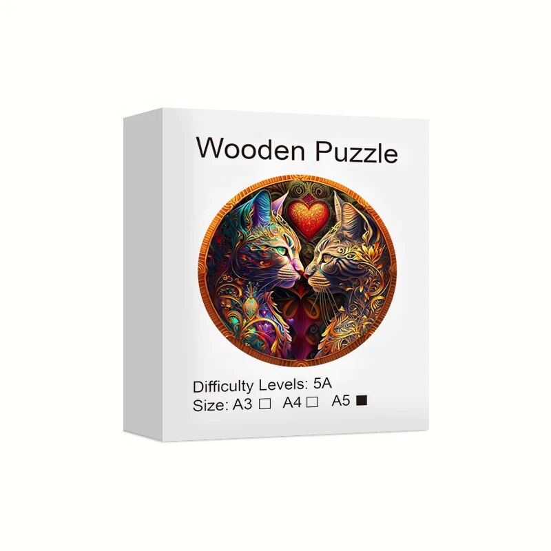 Cat of Hearts Wooden Puzzle