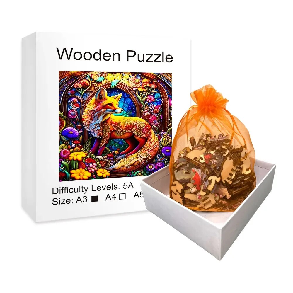 Fox in the Flowers Wooden Puzzle