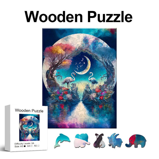 Moonlit Swans Wooden Puzzle