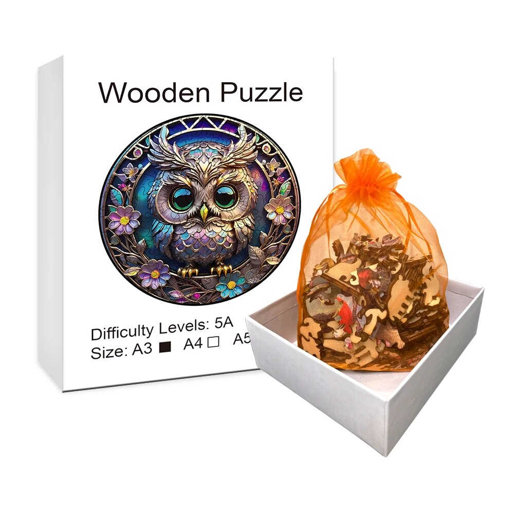 Baby Owl Wooden Flower Puzzle