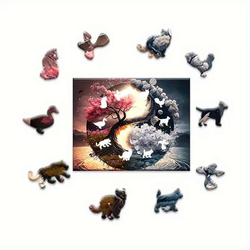 yin-and-yang-cherry-blussum-pink-white-tree-puzzle-animal-shapes