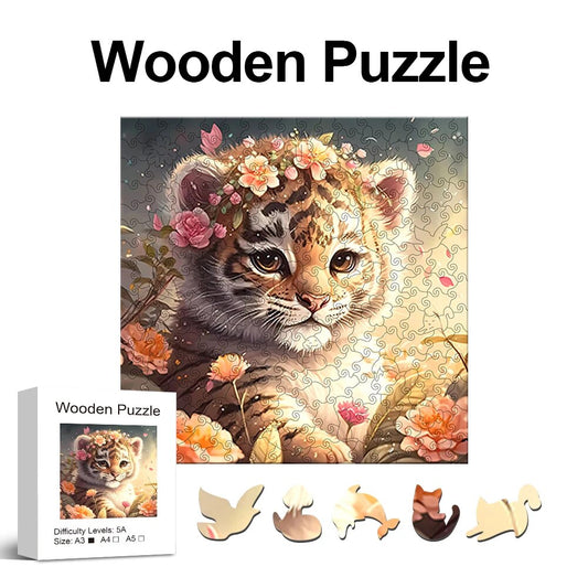 Tiger Cub's Garden Wooden Puzzle