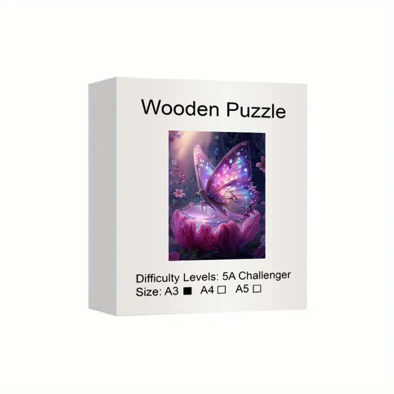 Enchanted Amethyst Butterfly Wooden Puzzle