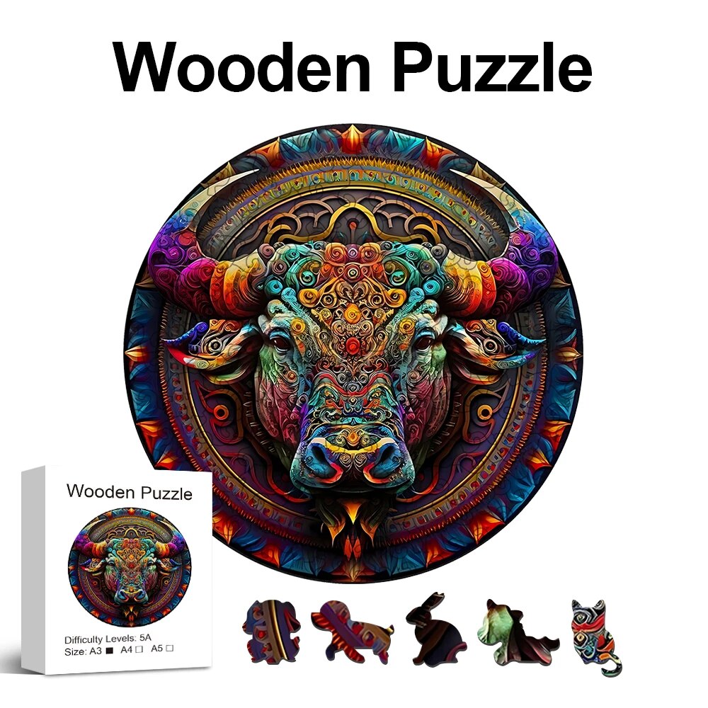 Mosaic Cow Wooden Puzzle