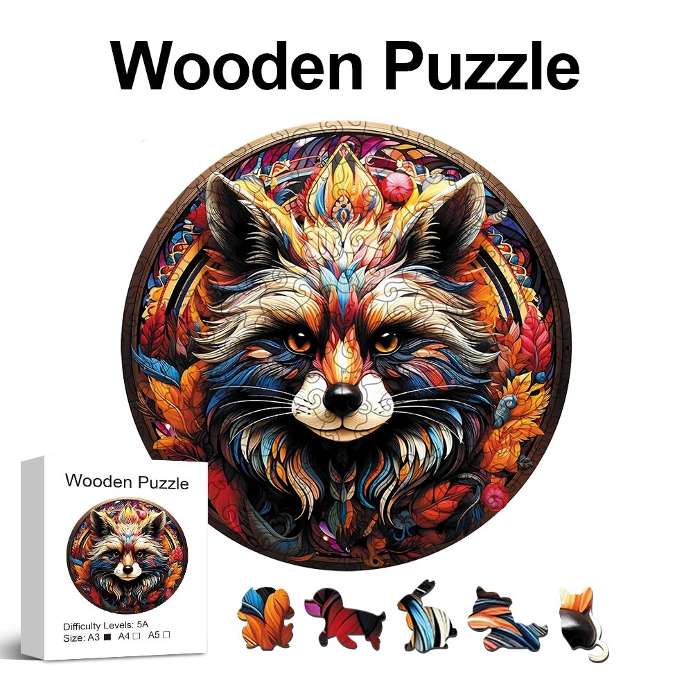 Hypno Racoon Wooden Puzzle