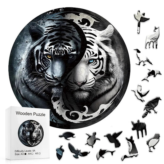 Yin and Yang Tiger Wooden Puzzle