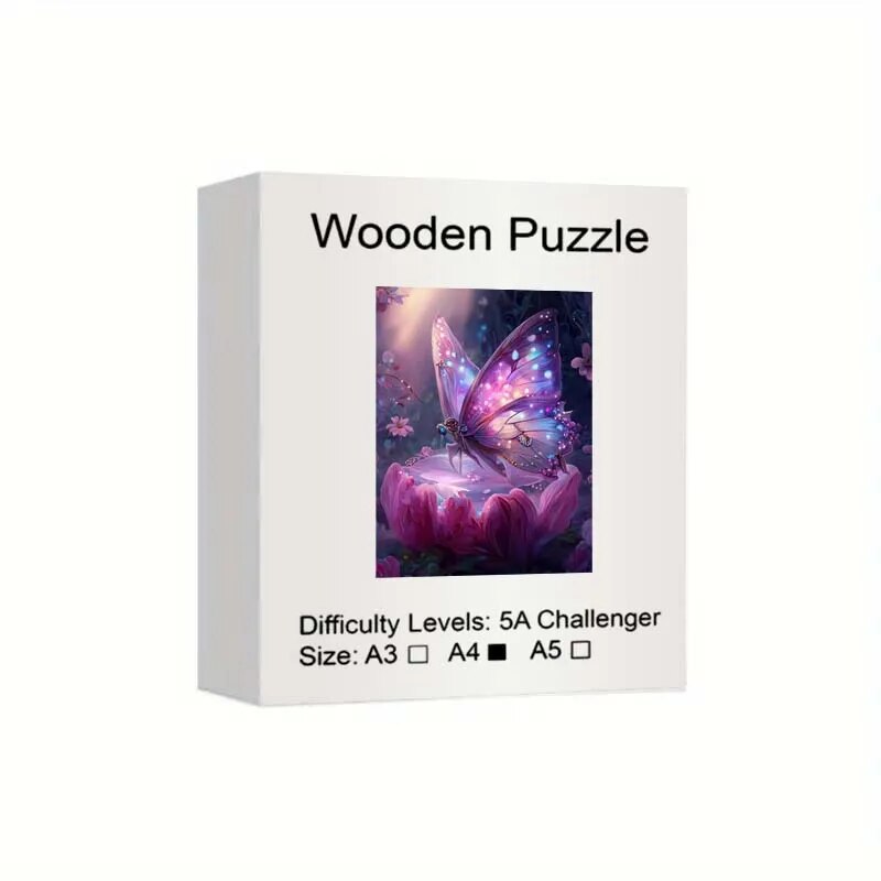 Enchanted Amethyst Butterfly Wooden Puzzle