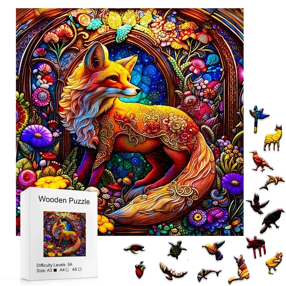 Fox in the Flowers Wooden Puzzle